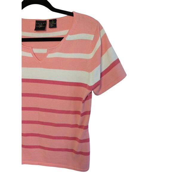 Vintage Tailor pink striped short sleeve top size medium - Picture 1 of 4